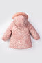 Plush Detailed Leopard Patterned Hooded Winter Coat for Girls - 4
