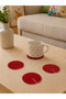 Set of 4 Red Round Plexiglass Coasters (10X10 cm) - 3