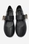 Genuine Leather Black Women's Buckle Detailed Ballerinas Dear - 2