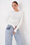 Women's Crew Neck Long Sleeve Modal Badi with Finger Loop Detail 265053 - 3