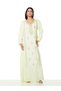 Cream A-Line Maxi Jalabiya with Gold Embroidery - 2