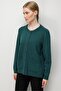 Women's Crew Neck Buttoned Pocket Basic Short Wool Jacket Dark Green - 2