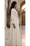 Paisley Embroidered V Neck Jalabiya with Scalloped Sleeves - 4
