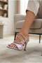 Uwsa Women's High Heel Shoes Thin Heel Cross Stone Band Lilac Satin - 2