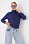 Women's Modal Sweatshirt with Zipper Detail on the Collar 265166 - - 4