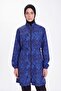 Floral Patterned Blue 3-Piece Full Coverage Hijab Swimsuit Set 2302 - 3