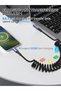 كابل USB A إلى USB C ملفوف بزاوية 90 درجة، سلك شحن سريع قابل للسحب بطول 3.2 قدم، نوع بزاوية قائمة - 3