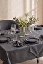Colber Anthracite Striped Seamless Tablecloth Set, 12 Seater, 26 Pieces - 4