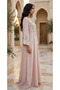 Floral Embroidered V Neck Jalabiya with Scalloped Cuffs - 2