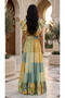 Tiered Metallic V Neck Maxi Jalabiya - 5