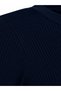 Women's Crew Neck Ribbed Midi Knitwear Dress 0422 Navy Blue - 5