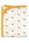 Teddy Bear Patterned Combed Cotton Single Layer Cream Yellow Baby Blanket