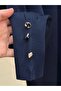 Sabisu Cold Thread Tunic with Buttoned Sleeves and Slits-Sy3310 Navy Blue - 4