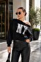 Women's Printed Stone Detailed Boat Neck Sweatshirt 265141 -