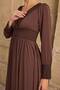 Women's Brown Lace Detailed V-Neck Maxi Dress - 3