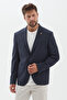 Polonara Men's Dark Navy Blue Half-Lined Polyviscon Blend Sports Blazer Jacket with Pocket - 6