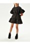 Girl's Black Jacquard Ruffle Dress - 3