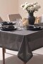 Colber Anthracite Striped Seamless Tablecloth Set, 12 Seater, 26 Pieces