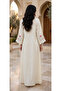 Paisley Embroidered V Neck Jalabiya with Scalloped Sleeves - 3
