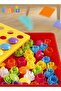 Montessori Mushroom Peg Board Puzzle Color Matching Art Toy – 12 Pattern Cards & 50 Jumbo Sn - 6