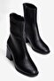Women's Boots Round Toe Zippered Thick Heeled Daily Ankle Boots Lara Black