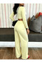 Women's Low-Cut Collar Long Sleeve Crop Blouse Sweatpants 2-Piece Top and Bottom Set - 5