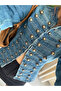Premium Trend Gold Button Washed Denim Jacket - 4