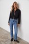 Women's black belted waist zipper jacket alc-x15624 - 3
