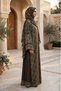 Botanical Vine Printed Open Front A Line Abaya - 5