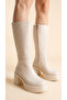 Thick High Heeled Zippered Below the Knee Simple Classic Women's Boots