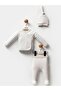 3-Piece Printed Bodysuit Sets with Hats - Gray