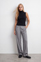 Women's Gray High Waist Front Stitched Double Pocket Woven Trousers Alc-X15615 - 5