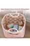 Boho Quilted Fabric Storage Basket with Handles & Pocket, Foldable Laundry Hamper Boho Floral Print - 4