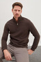 Ribbed Stand Collar Half Zipper Sweatshirt