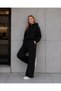 Women's 3 Thread Compact Combed Cotton Hooded Zipper Sweatshirt & Flowy Palazzo Sweatpants Set - 4
