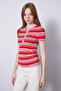 Striped Short Sleeve Knitwear Pink - 2