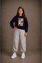Girl's Pincess Cat and Cherry Printed, Embroidered Inside, 2-Piece Pack Navy Blue-Green Children's Tracksuit Set - 4
