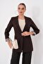 Women's Lining Leopard Pattern Single Button Closure Blazer Jacket 260327 - 265324 - 5