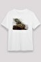 Iguana Unisex Printed White T-Shirt - Tshirt