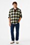 Men's Relaxed Fit Button-Down Linen Shirt Comfortable Cut Cotton Checkered Men's Shirt Khaki - 5
