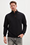 Half-Zip Stand Collar Quilted Sweatshirt