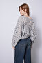 Bat Sleeve Openwork Knitted Sweater Gray - 4