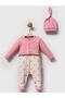 2-Piece Printed Jumpsuit with Hat - Pink