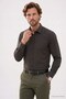 Men's Regular Fit Comfortable Cut Long Sleeve Easy-Iron Gingham Khaki Shirt - 7