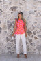 Orange Pink One-Shoulder Asymmetric Blouse - 2