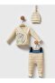 3-Piece Hat Printed 0-3 Month Set - Beige - 3