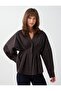 Brown Pleated Detailed Long Sleeve Poplin Shirt - 5