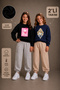 Girl's Pink Bear and Princess Printed, Embroidered Inside, 2-Piece Pack Black-Navy Blue Children's Tracksuit Set
