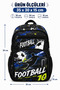 Football Themed Boys' Kindergarten Backpack – Black Navy Blue - 2