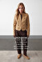 Women's Camel Zippered Lined Jacket Alc-X15641 - 2